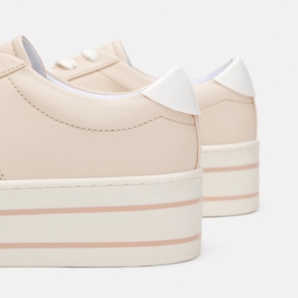 Zara Basic Collection Cream/light Pink Platform S… - image 8